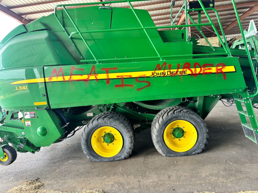 Hay equipment that has been vandalized
